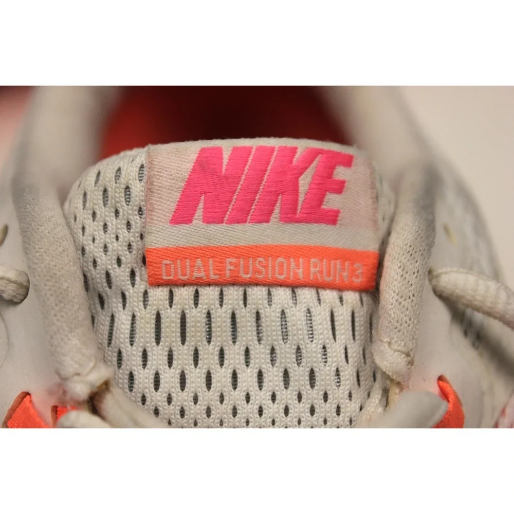 Nike‎ Dual Fusion Run 3 Womens 9 White Pink Orange Running Shoes Sneakers